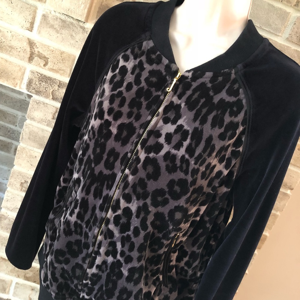 Juicy Couture leopard bomber velour jacket